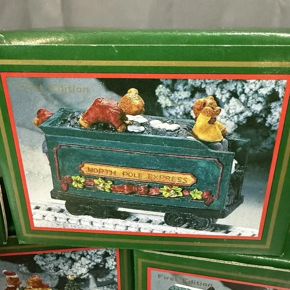 VTG 1994 North Pole Express 5 Box Christmas Train Set Village First Edition - Picture 5 of 15